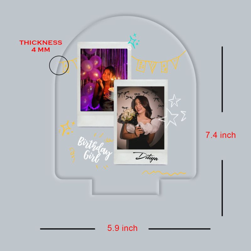 Personalized Happy Birthday Photo LED Table Lamp with 7 Color Changing Light Birthday Gift for Girlfriend, Wife, Sister & Friends